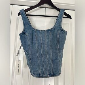 New never worm Denim forum bustier zip up size Small